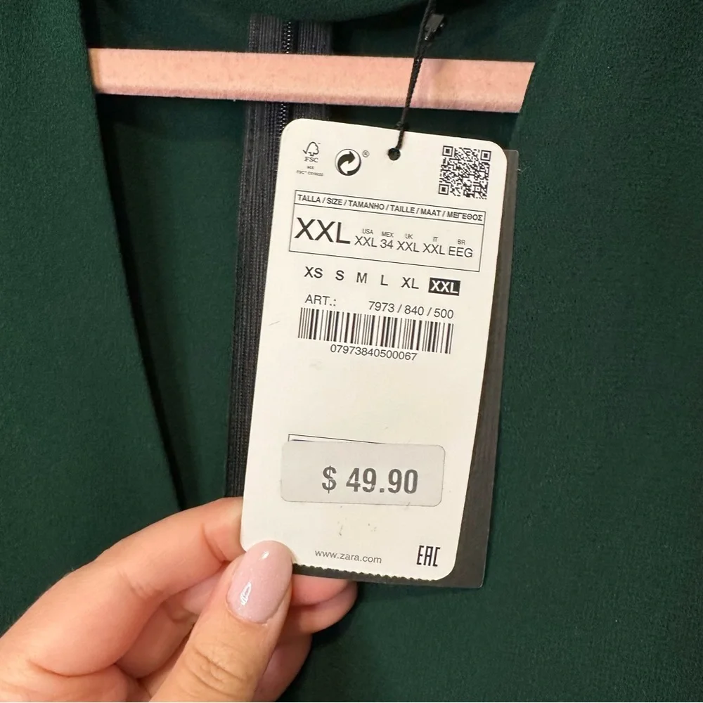 NWT zara green cut out choker dress size xxl - Picture 3 of 4